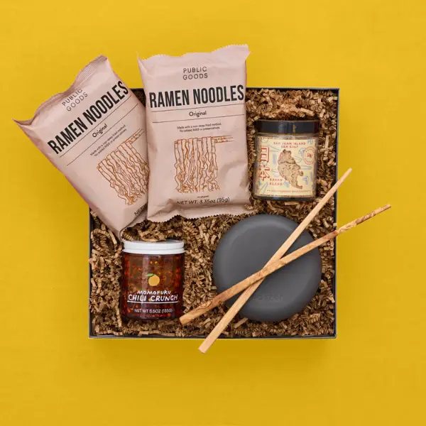 ramen gift box on a yellow background