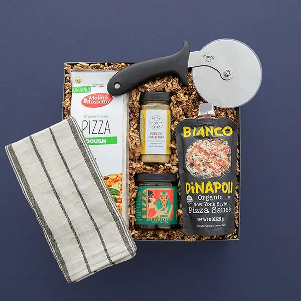pizza night gift box on a blue background