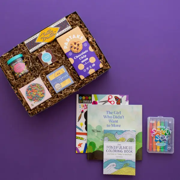 gift box for children on purple background